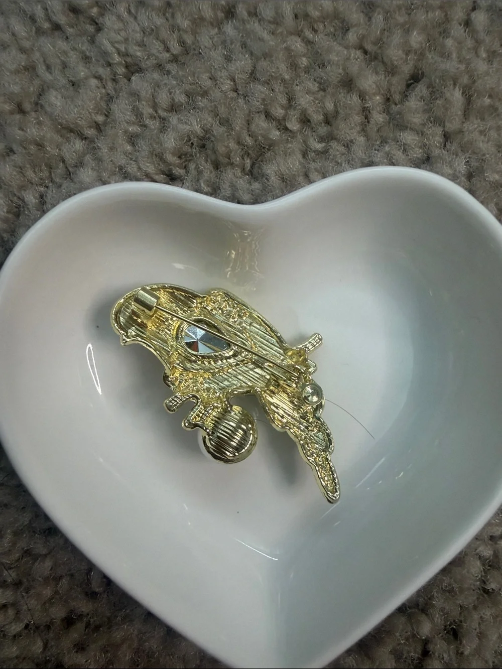 Colorful Jeweled Parrot Brooch with Faux Pearl